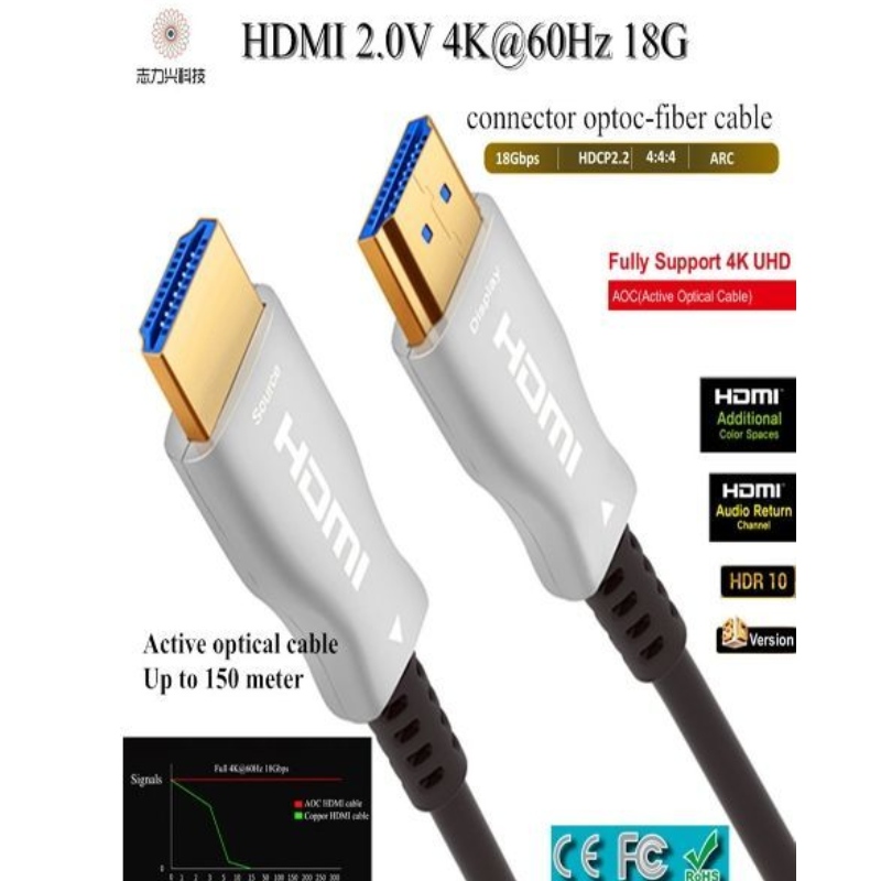 60M \/ 197ft high-speed HDMI-kabel 2.0v 18G 4K @ 60hz 3D ACR audio- en videokabel, HDMI AOC